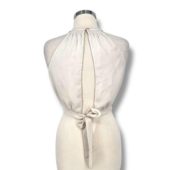 Wilfred Aritzia Patrice Halter Cut Out Tie Back Crop Top Ivory Size Small - Picture 6 of 12
